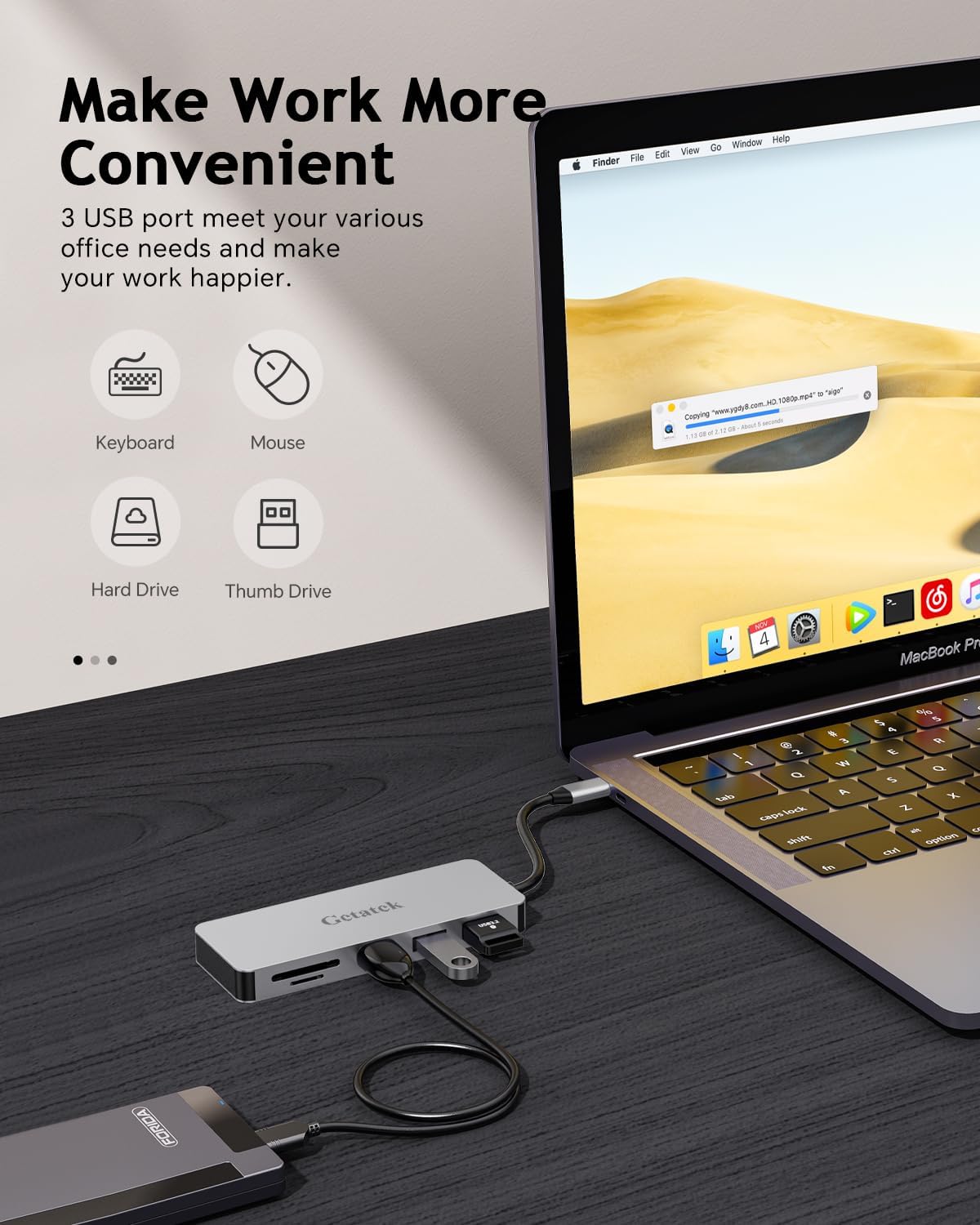 USB C Hub, 7 Ports 1 USB C Multiport Adapter with 4K HDMI, 100W PD Charging, USB 3.0 5Gbps Data Port and 2 USB 2.0,TF/SD Card Reader, for MacBook Air, MacBook Pro, iPhone 15, iPhone 15 Pro Max