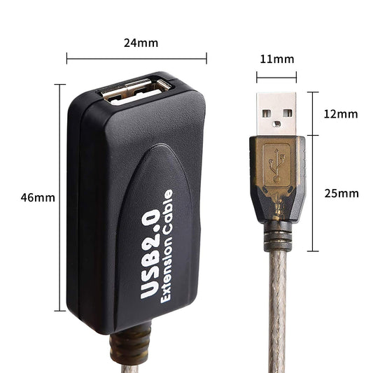 100 FT USB Extension Cable, USB 2.0 Type A Male to A Female Active Repeater Extension Cable 100ft, High Speed 480 Mbps
