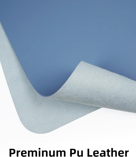AFIING Leather Desk Pad Protector,Mouse Pad,Office Desk Mat, Non-Slip PU Leather Desk Blotter,Large Desk mat,Waterproof Keyboard mat for Office/Home/Decor (Grey Blue,55"" x 17"")