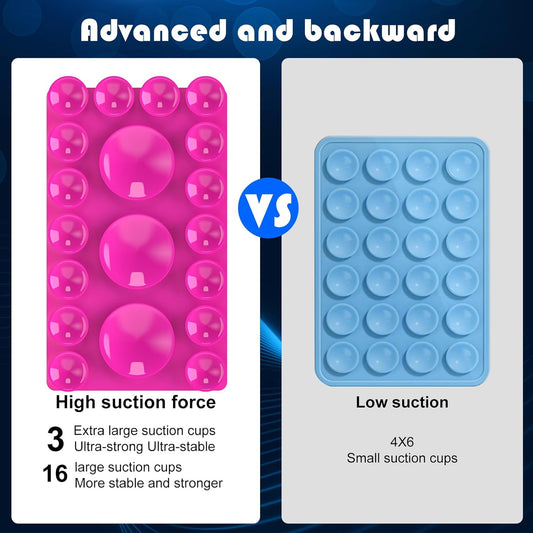 2024 Upgrade 2PCS Silicone Suction Cup Phone Case Adhesive Mount,Adhesive Grip, Sticky Suction Cup Phone Holder & Suction Phone case Holder TikTok & Selfies (Hot Pink, 3+16 Single Sided)