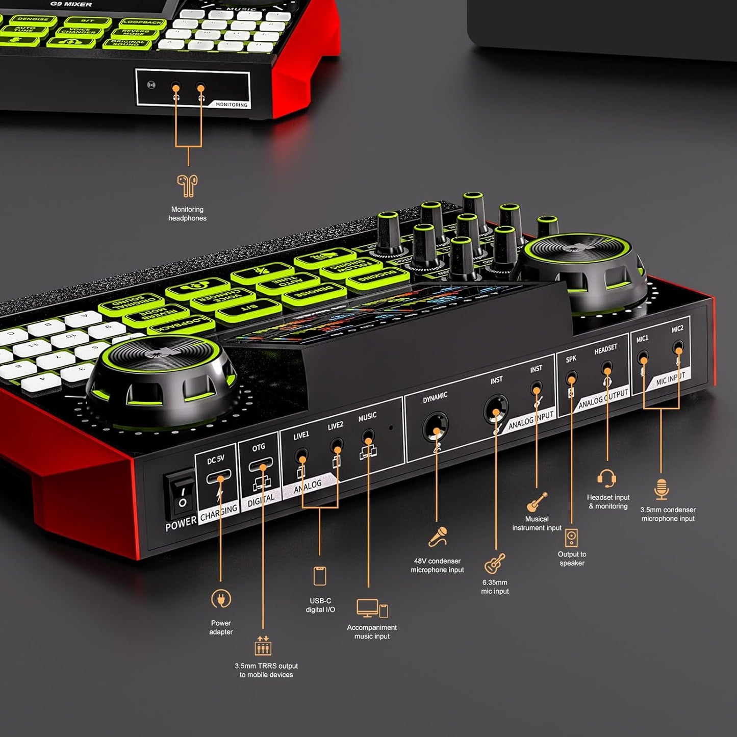 podcast microphone bundle, Live Sound Card with Audio Interface, All-in-One Audio Mixer with Voice Changer, Condenser Microphone for Live Streaming, Singing, Gaming, and Content Creation.