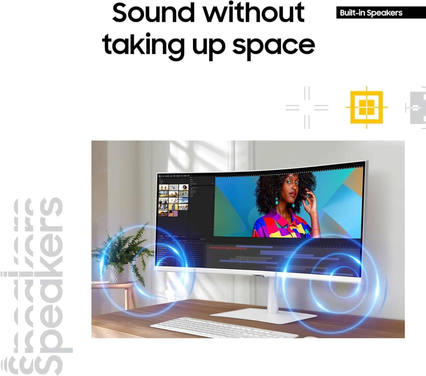 Samsung 34” ViewFinity (S65TC) Series Ultra-WQHD 1000R Curved Computer Monitor, HDR10, 100Hz, AMD FreeSync, Thunderbolt 4, Height Adjustable Stand, Built-in Speakers, Eye Care, LS34C650TANXGO, 2024