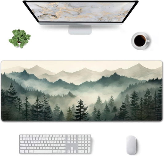 Misty Forest Large Mouse Pad,Gaming Keyboard Desk Pad,Extended Mouse Mat Non-Slip Rubber Base with Stitched Edges for Office Game Home XL 31.5"x11.8"