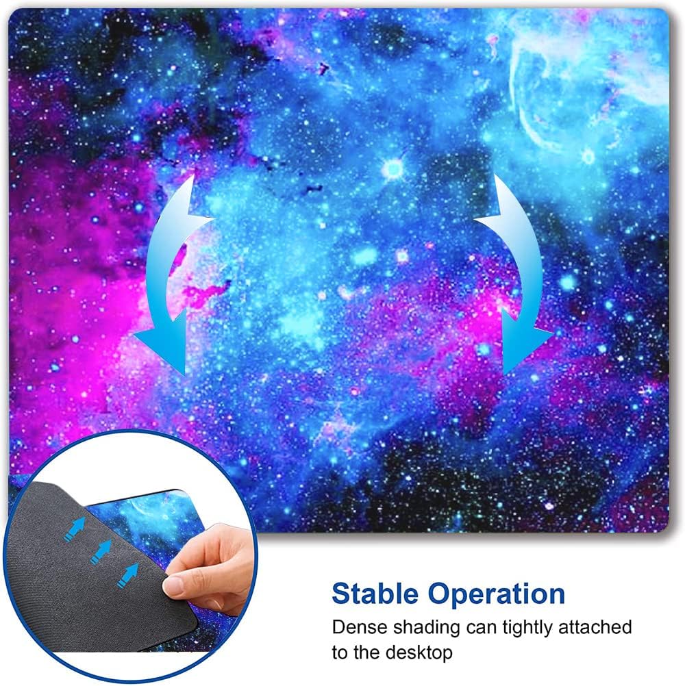 Mouse Pad, Square Anti-Slip Rubber Mousepad for Gaming Office Laptop Computer PC Men Women Kids, Cute Custom Pattern, Galaxy Nebula Universe Space
