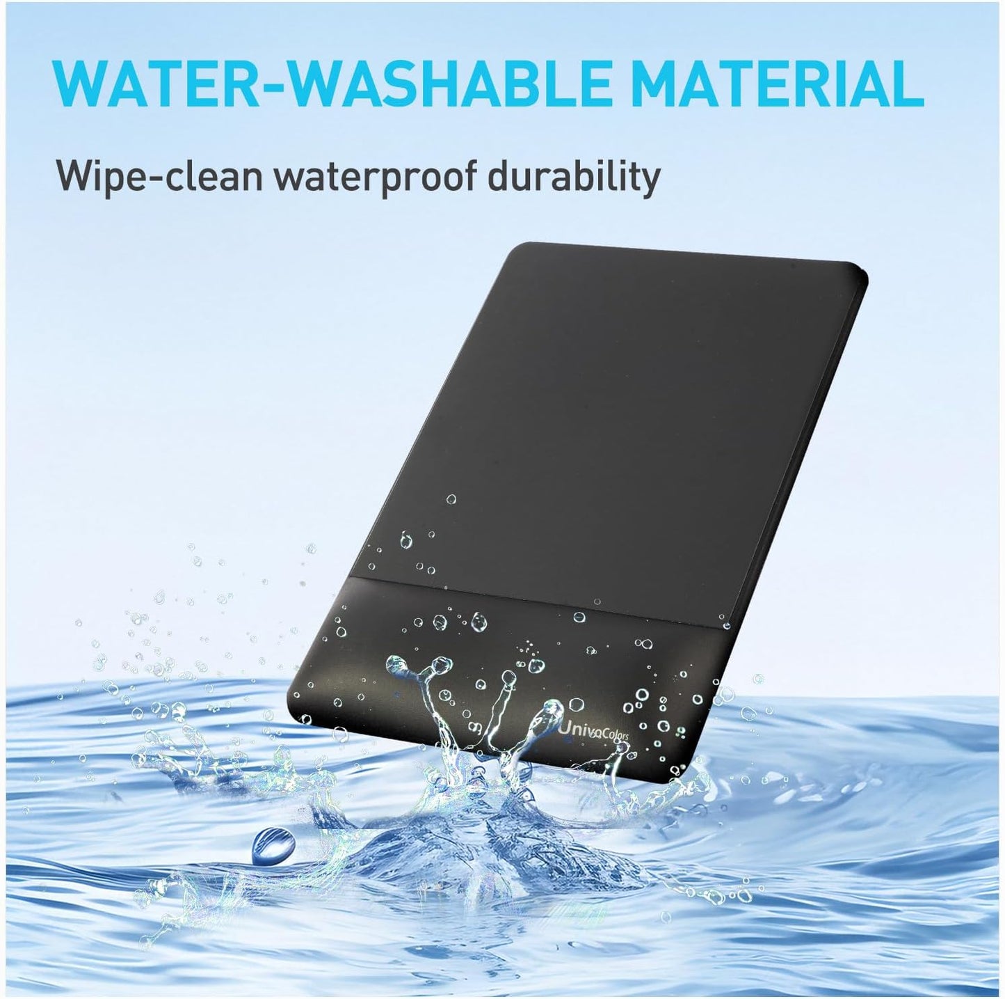 univo colors Design-Wave Wrist Rest Mouce Pad,PE Mouse Sliding Panel+Artificial Sheepskin+Memory Foam+Ergonomic+Anti-Slip Gel,Resilience Support During Work and Gaming,Mouce Accessory,Black