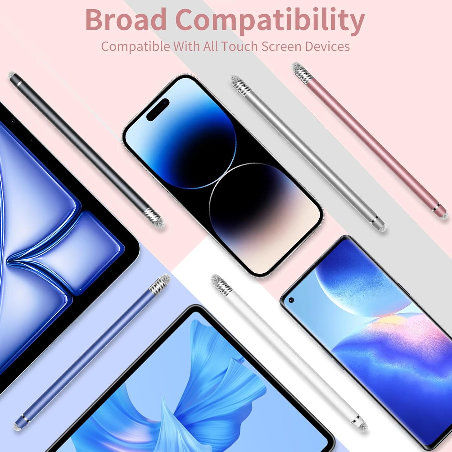 5 PCS Stylus Pen for Touchscreen,2-in-1 High Precision,Sensitive Stylus Pen,Suitable for iPhone/ipad/Android Tablets,Compatible with All Touch Screens Devices