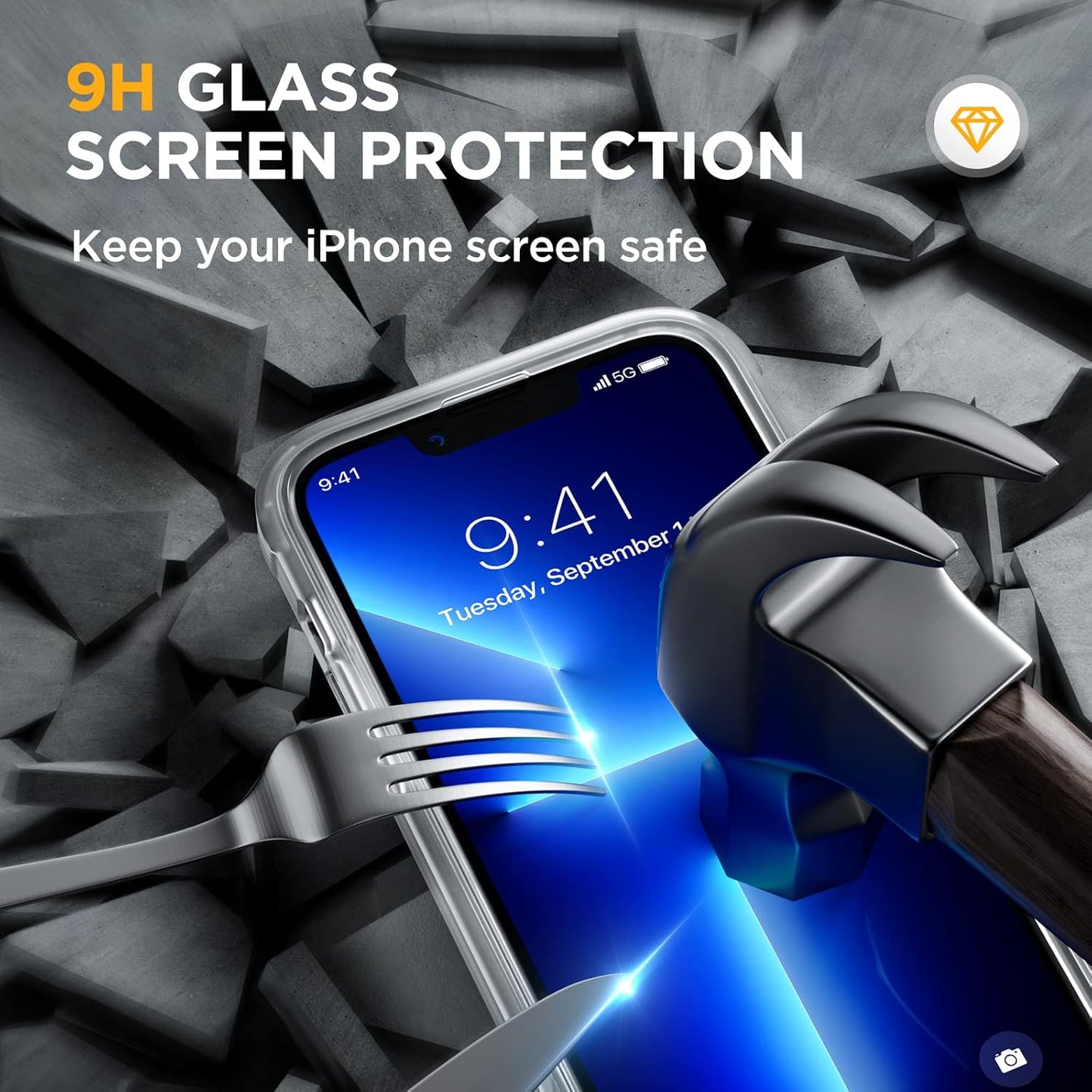 Miracase Glass Case for iPhone 13 Pro Max 6.7 inch, Upgrade Full-Body Clear Phone Bumper Case Cover with Built-in 9H Tempered Glass Screen Protector, Matte Clear