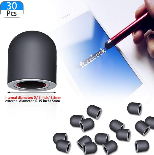 Zonon 30 Pieces Replacement Stylus Tips Conductive touch screen Pens Tips Capacitive Silicone Rubber, No Touch Door Opener Tools (0.19 Inch)
