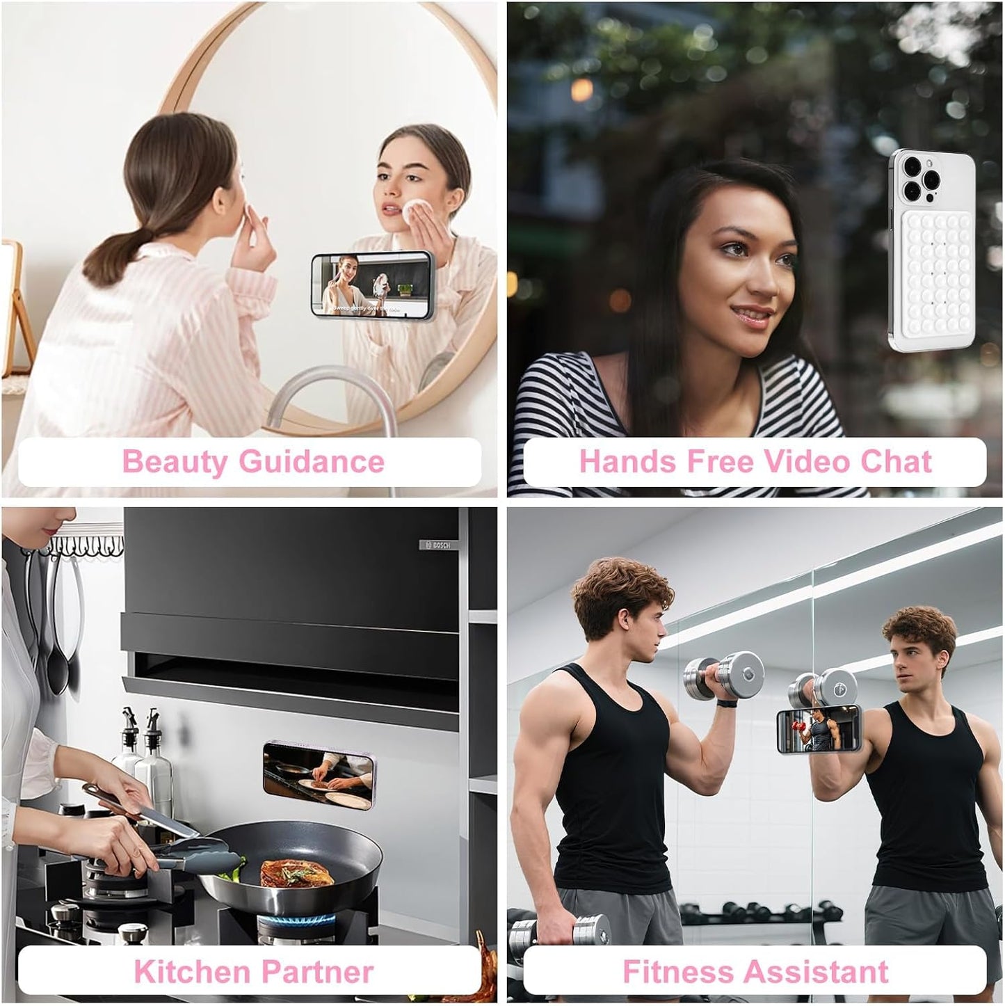 1 Pack Silicone Suction Cup Phone Case Mount Double Sided, Phone Accessories Hands-Free Strong Grip Holder for Selfies and Videos, Silicon Phone Stand Sticky for iPhone and Android Lavender