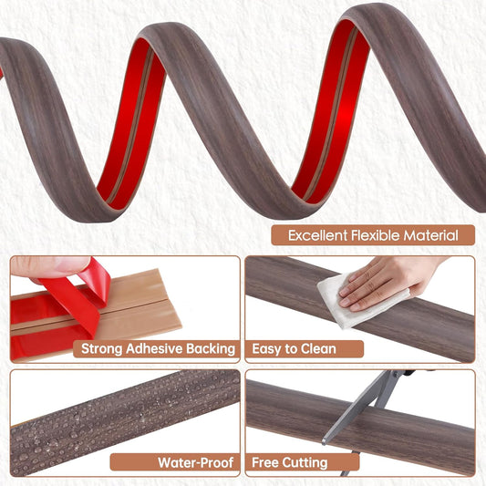 Floor Cord Cover for Wires on Floor Self Adhesive Cord Hider Floor Cable Management Wire Covers for Cords Protector Prevent Cable Trips Cord Cavity W 0.59" x H 0.31", Grayish Brown Wood, 20Ft