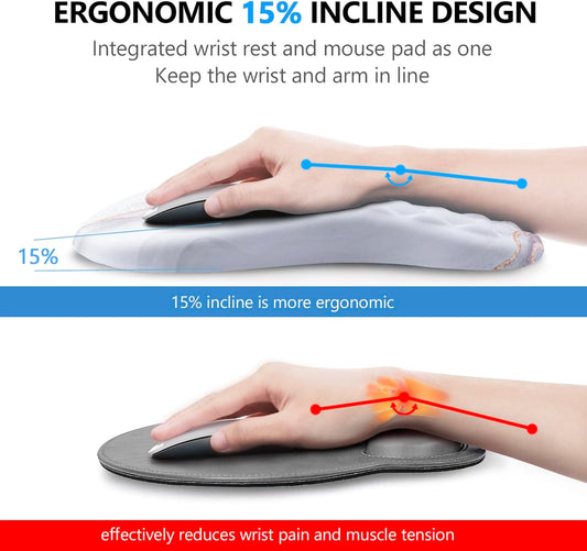 Mouse Pad Wrist Support, Laokiiy 2 in1 Keyboard Wrist Rest+ Ergonomic Mouse Pad, Non-Slip Wrist Rest for Computer Keyboard, Made Easy Typing & Relieve Wrist Pain(White)