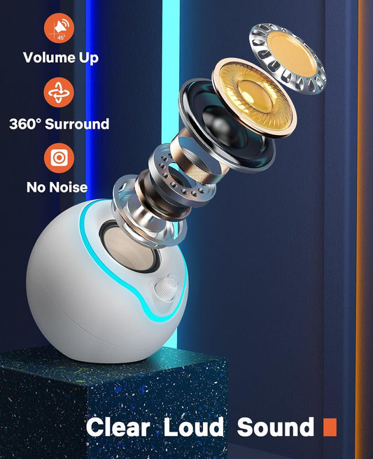 LENRUE Computer Speakers, PC Speakers with Colorful Lights Button, Volume Knob, 45 ° Tilt, Loud Sound, AUX and USB Powered for PC Desktop Monitor Laptop