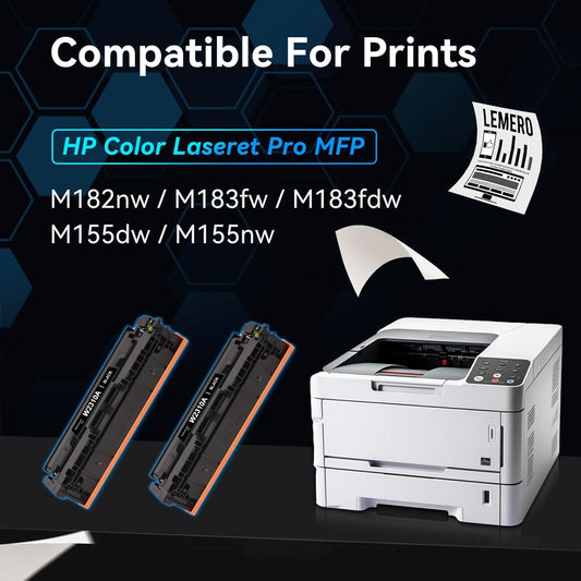 LEMERO 215A Compatible Toner Cartridge Replacement for HP 215A Black Toner Cartridges Work with HP Color Laseret Pro MFP M182nw M183fdw M155dw M155nw Printer (2-215A Black, with CHIP)