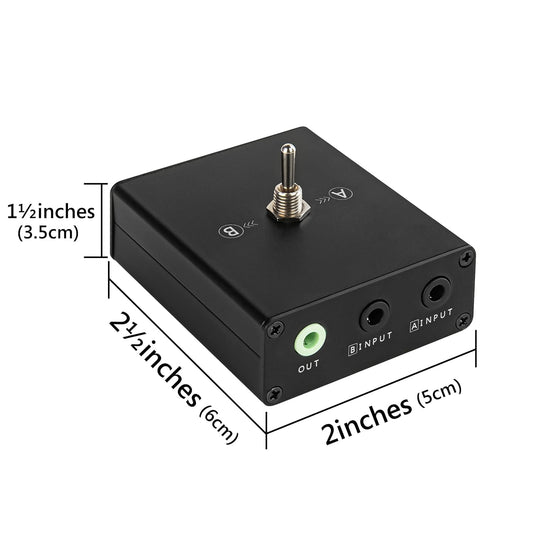 3.5 mm Audio Switcher, 2 Ports Audio Splitter Box (2 in 1 Out / 1 in 2 Out) Mini Headphone Manual Selector Converter with Bonus 47.2 in (120 cm) Cable, No External Power Required
