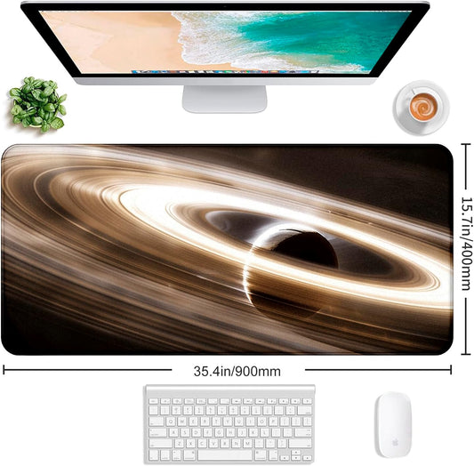 Extra Large Space Earth Table Mat, Dirt Resistant Creative Milky Way Table Mat, Computer Keyboard Mat, Minimalist Home Mouse Mat, 35.4 x 15.7 x 0.12 Inch Waterproof Mouse Mat