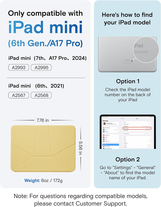 MOFT Dynamic Folio Case for iPad mini 7 A17 Pro 2024 & iPad mini 6th A15 2021, 8.3 Inch Silm Magnetic Stand Case with 20+ Viewing Angles, Auto Wake/Sleep, Ultra Thin, Panna Cotta x Faded Jeans