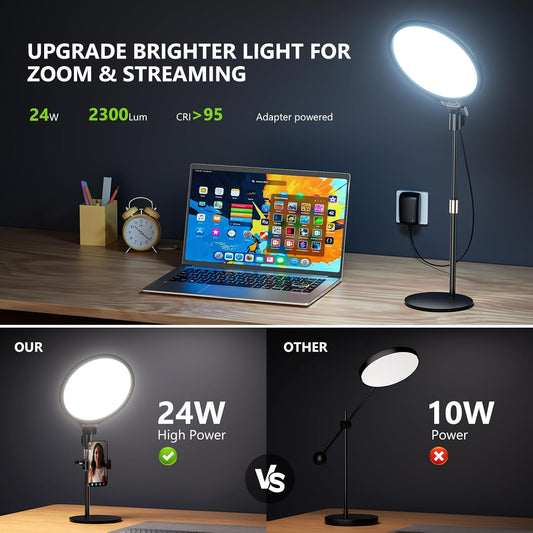 Aureday 10.5β Dimmable Desktop Ring Light with Stand and Phone Holder, 24W Full-Screen LED Ring Light for Desk, Video Conference Lighting for Laptop, Zoom Lighting for Computer, Live Stream, TikTok
