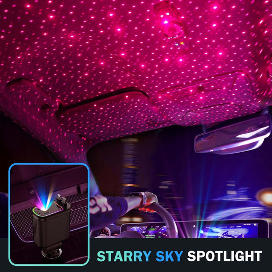 Car Charger with Starlight, 66W USB C Fast Car Chargers Adapter, 4 in 1 Retractable Car Charger with 2 USB Ports for iPhone16/15/14/13/12/11 and for Android (Black)