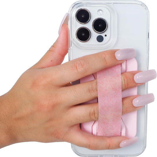 LoveHandle PRO MagSafe Compatible Magnetic Phone Grip w/Kickstand - Mount, Strap and Stand for Smartphone and Tablet - MagSafe Ring Included - Fits All Devices - Pink Diamond Glitter