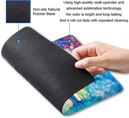 Hokafenle Mouse Pad, Cute Tree of Life Mouse Pad, Square Mouse Mat Design Waterproof Mouse Pads Non-Slip Rubber Base Mousepad for Office Home Laptop, Rainbow Tree