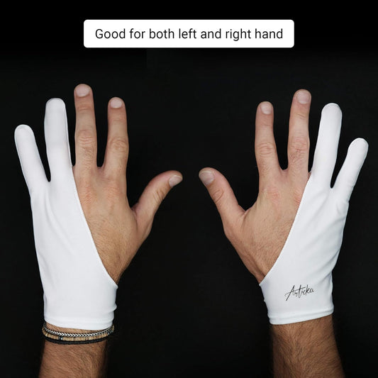 Articka Artist Glove for Drawing Tablet, iPad (Smudge Guard, Two-Finger, Reduces Friction, Elastic Lycra)