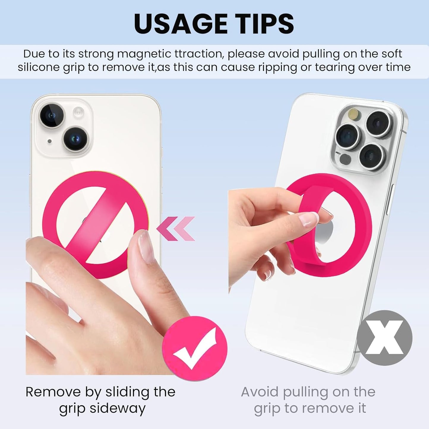 Magnetic Silicone Ring Grip Phone Holder, Loop Grip Phone Holder,Magnetic Phone Loop,Magsafe Phone Grip,Compatible with Magsafe for iPhone 16/15/14/13/12 Series (Pink)