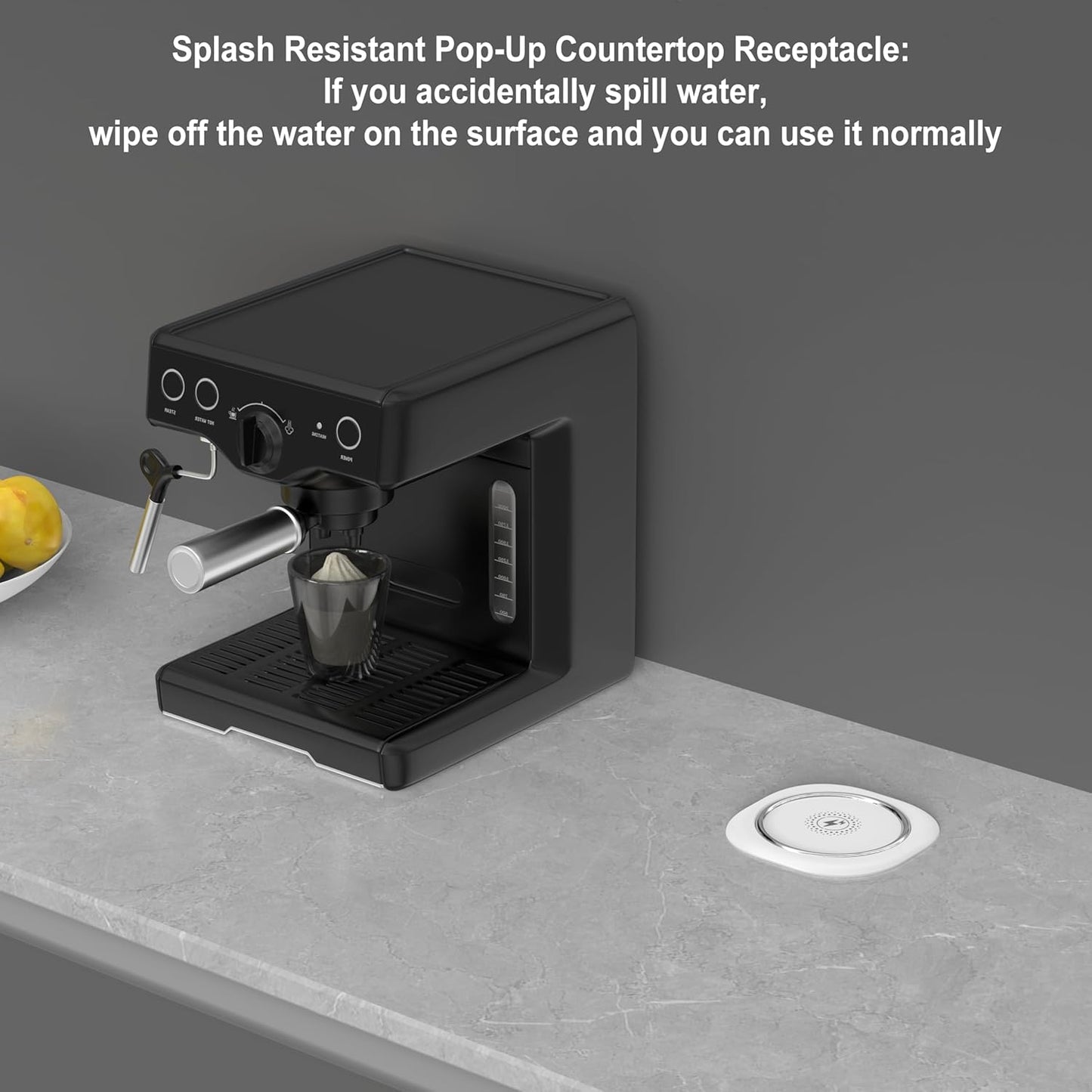 Jgstkcity Pop Up Outlet for Countertop 3.15-inch Desk Wire Hole Insert,9-in-1 Power Strip with 15W Wireless Charger,4 Outlets 4 USB Ports,15Amp Tamper Resistant Receptacle, ETL Listed