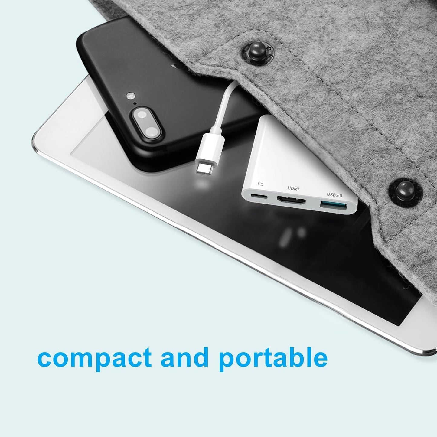 AIRSKY USB-C Digital Av Multiport Adapter, USB C to HDMI Adapter for iPhone 15/16 to TV with Fast Charging Port Two-Way, USB3.1 and 4K HDMI Output Compatible with Iphone15 / 16 Ipad pro Mackbook Pro