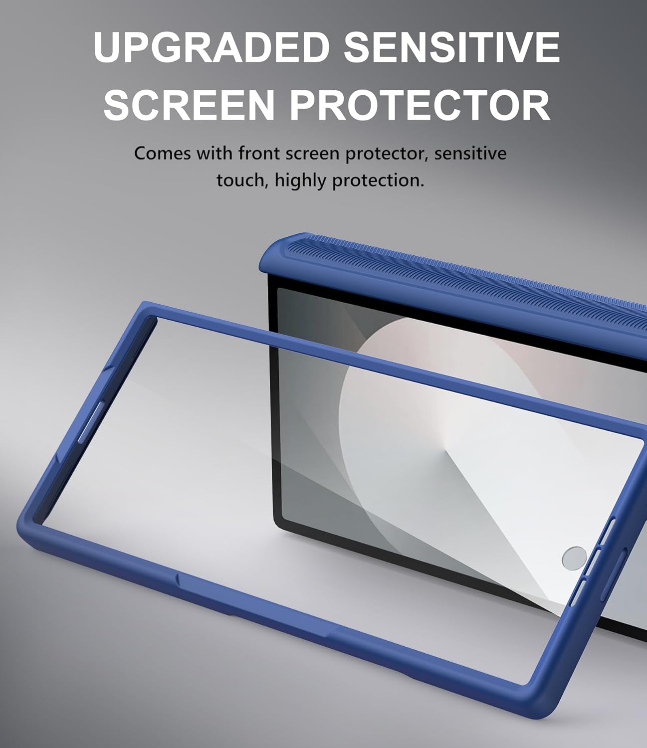 for Samsung Galaxy Z Fold 6 Case with Card Holder & Hinge Protection, Built-in Screen Protector & Camera Cover, Sturdy Durable Protective Multifunctional Wallet Phone Case for Z Fold 6 5G, Blue