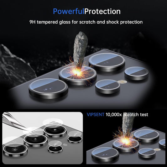 For Samsung Galaxy S24 Ultra Camera Lens Protector, Individual Lens Protector, Ultra HD 9H Tempered Glass Screen Protective Cover, Anti-scratch, Military Grade Drop Protection 2 Set. (Titanium Black, S24 Ultra)