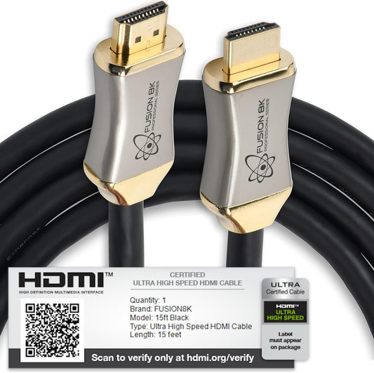 HDMI 2.1 Certified Cable Supports 10K 8K @60Hz and 4K @120Hz Compatible with All TVs, BluRay, Xbox Series X, PS5 (15 Feet)