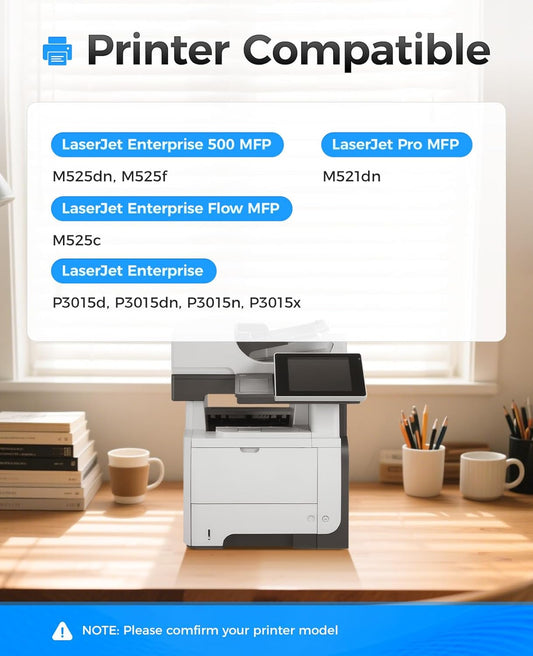 55A Black Toner Cartridge 2-Pack with chip High Yield Replacement for HP 55A CE255A Compatible with Laserjet Enterprise 500 MFP M525dn M525f Flow M525c P3015d P3015dn P3015n P3015x Pro M521dn Printer