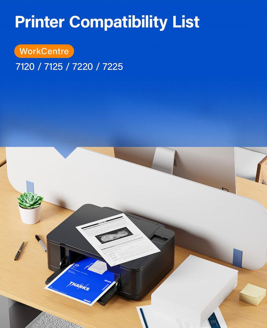 WorkCentre 7120 7125 Toner Cartridge Set 4-Pack Replacement for Xerox 006R01457 006R01460 006R01459 006R01458 Compatible with Xerox WorkCentre 7120 7125 7220 7225 Printer Ink Black Cyan Magenta Yellow