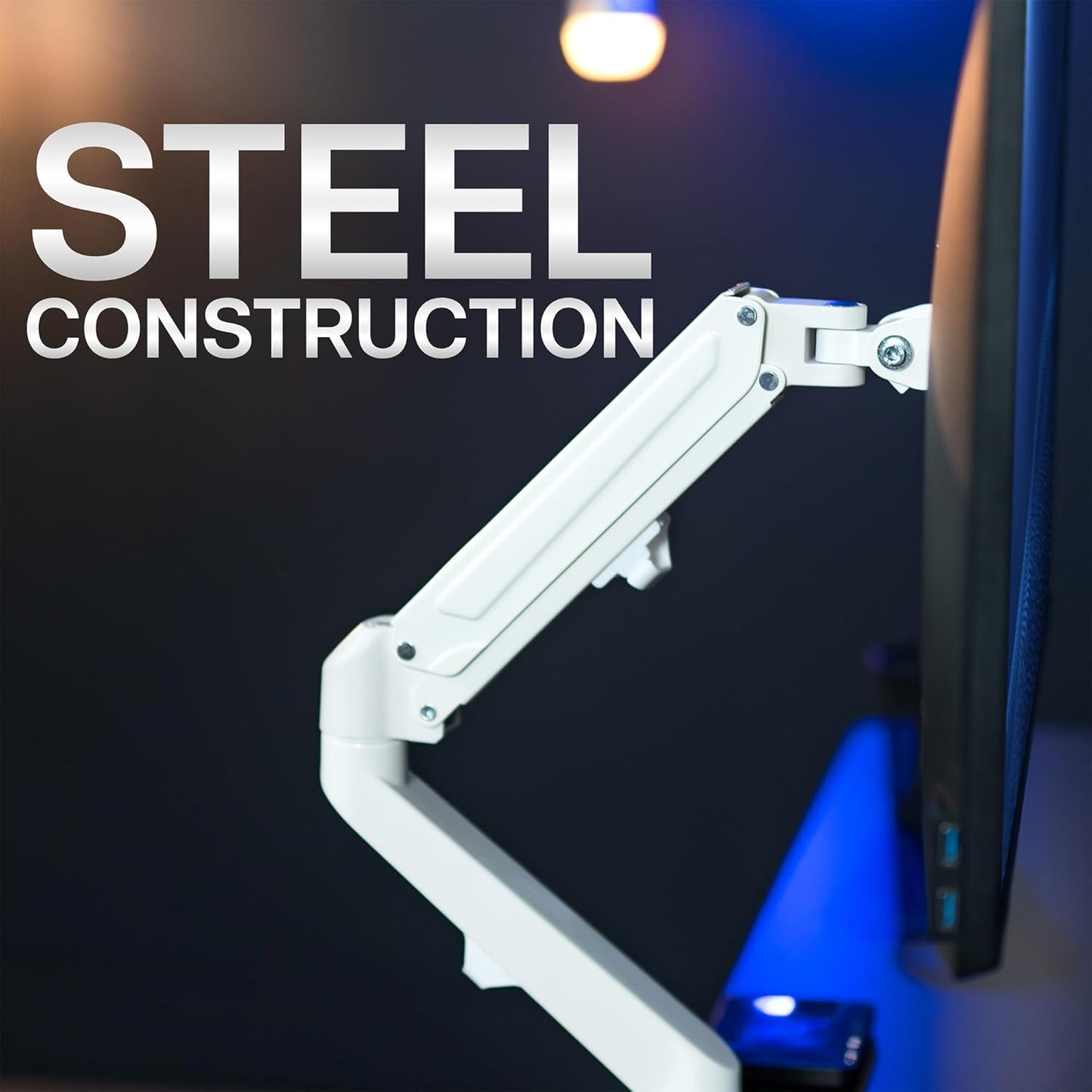 VIVO Articulating Single 17 to 27 inch Pneumatic Spring Arm Clamp-on Desk Mount Stand | Fits 1 Monitor Screen with Max VESA 100x100, White (STAND-V101OW)