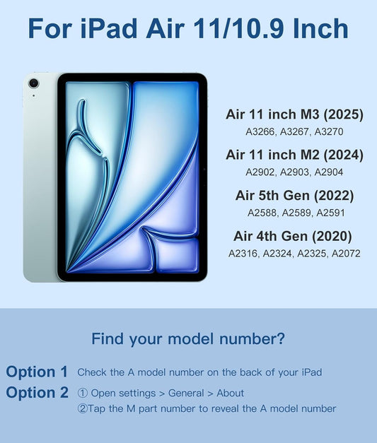 Compatible with iPad Air 11 Inch & Air 5th/ Air 4th Generation Case with Keyboard - Multi-Touch Trackpad, 7-Color Backlit, Detachable Folio Cover for Air 11-inch M3/M2 (2025/2024) (Blue)