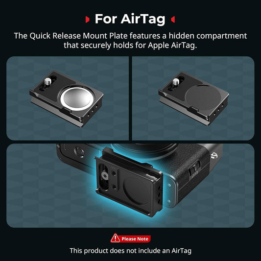 SMALLRIG Mount Plate for AirTag, Quick Release Camera Mount Baseplate for Arca-Type, Built-in EVA Pad, 1/4"-20 Screws, for FUJIFILM X-H2 / X-T4 / X-T5 / X-T50 / GFX 100S II / F8-X5M / X100V - MD5425