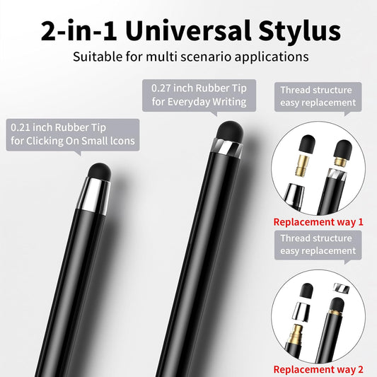 10 PCS Stylus,Stylus Pen for Touchscreen,Stylus 2-in-1 High Sensitivity & Precision Suitable for All Touch Screens of iPhone/ipad/Android Tablets(10 Stylus Pen Silver/Black + 20 Tips)