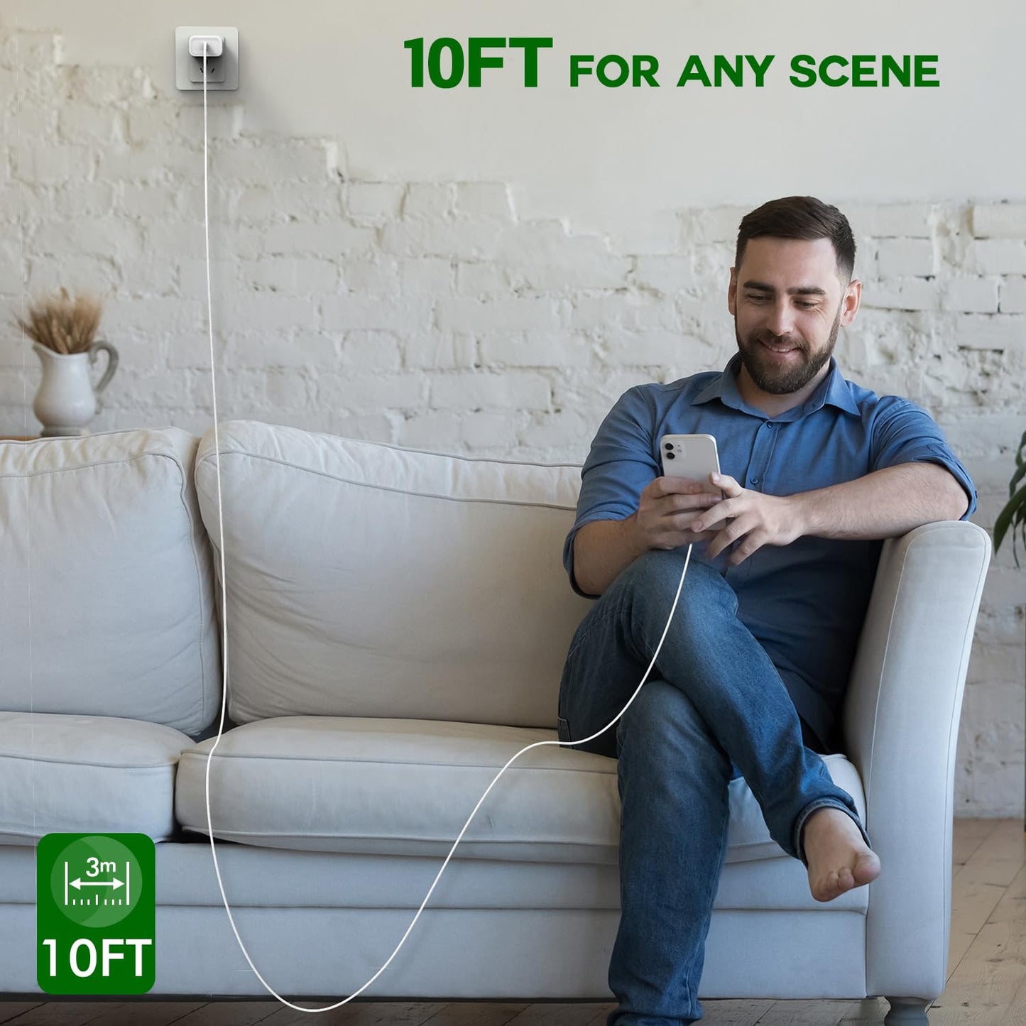 iPhone 16 15 Charger Fast Charging,3Pack 20W USB C Charger Type C Chargers Plug Wall Chargers 10FT USB-C Woven Charge Cable for iPhone 16e/16 Pro Max/16Pro/16 Plus/15 ProMax/iPad Pro/Air/Mini,AirPods