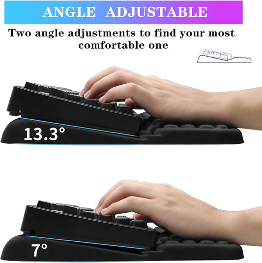 Computer Keyboard Stand Pad with Wrist Rest, Ergonomic Comfy Tilted Keyboard Holder, Keyboard Tray Support for Office Home (02-Black)