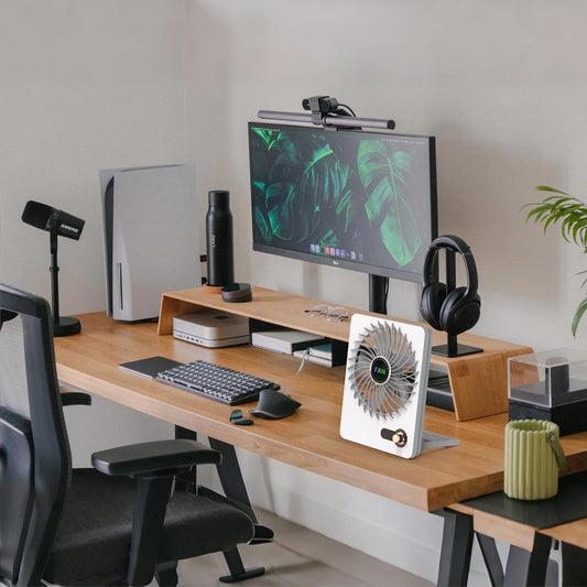 Mini Portable Fan, Silent Rechargeable Desk & Handheld with Adjustable Speeds & Angles, Long-Lasting Battery, Light Personal Wireless Cooling for Office, Bedroom, Classroom, Travel