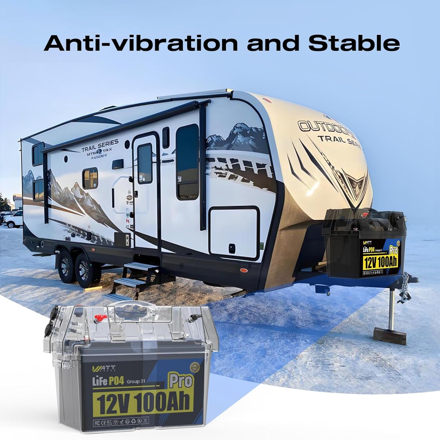 2Pack 12V 100Ah LiFePO4 Lithium Battery, BCI Group 31,Deep Cycle Up to 15000 Cycles, 110A BMS, Low Temperature Protection, 10 Years Lifespan, Perfect for RV/Home Energy Storage