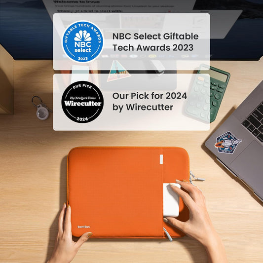 tomtoc 360 Protective Laptop Sleeve for 14-inch MacBook Pro M4/M3/M2/M1 Pro/Max A3112 A3401 A3185 A2992 A2918 A2779 2024-2021, Water-Resistant Case Bag with Accessory Pocket for 13.8 Surface Laptop 7