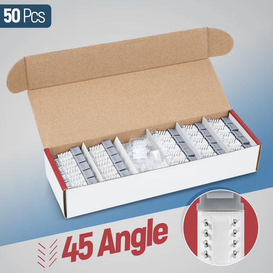 Everest 45° Angled RJ45 Cat6 Keystone Jacks 50-Pack in Gray - Slim Profile Female RJ45 Connectors - Cat 6 Keystone Jack - Compatible with 45° Angled Speed Termination Tool - 45Term (B0BL3GS7ZY)