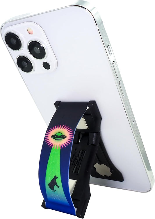 LOVEHANDLE PRO Premium Phone Grip - Silicone Phone Strap - Magnetic Phone Mount and Kickstand for Smartphone and Tablet - Alien Cattle Rustlers Silicone