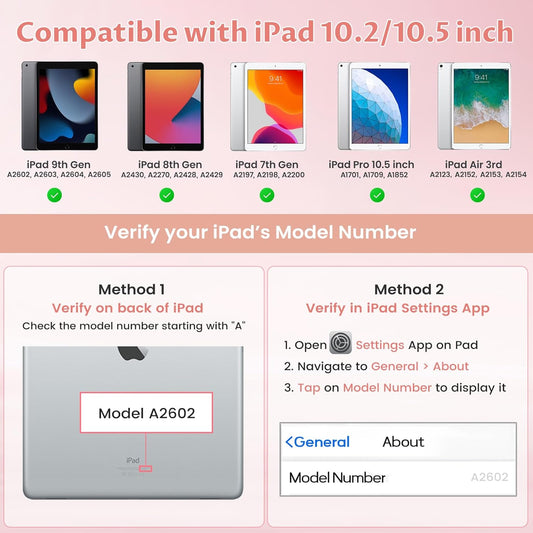OYEEICE for iPad 9th Generation Case with Keyboard 10.2'' - 7 Color Backlit Wireless Keyboard Cover with Pencil Holder for iPad 9th/8th/7th Gen 10.2 inch, iPad Air 3rd Gen & iPad Pro 10.5" - Pink