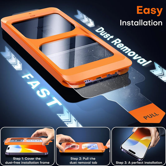 TOCOL for iPhone 14 Pro Screen Protector 9H Hardness Military Grade Shatterproof HD Tempered Glass Full Coverage Easy Installation Case Friendly 2 Pack