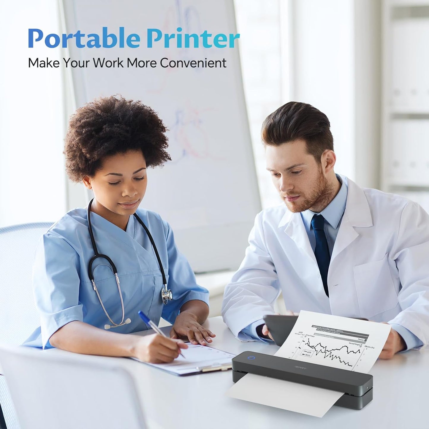 iDPRT Portable-Printer Wireless for Travel, 300DPI Inkless Thermal Small Printers for Home Use, Office, Vehicles, Mobile Bluetooth Printer Supports 8.5" x 11" US Letter, for Smartphone & PC,Dark Black