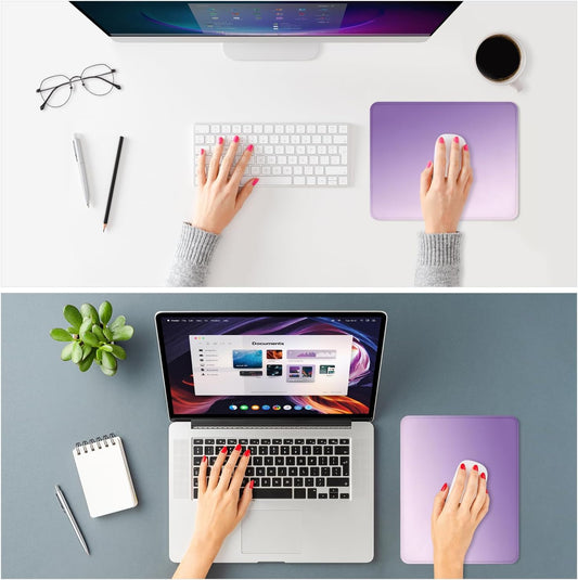 ITNRSIIET Mouse Pad Non-Slip Rubber Base Smooth Surface Stitched Edges Waterproof Durable Compatible with All Mice for Office & Gaming, Desk Accessory, 10.2x8.3x0.12 inch, Lavender Gradient