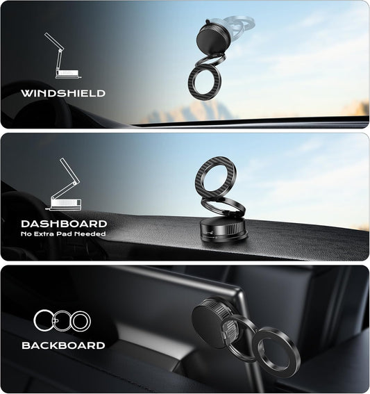 Latest Upgraded Suction Cup Phone Mount Nano Gel 360°Phone Stand Vacuum Magnetic Car Phone Holder for MagSafe Car Mount 110 LBS Car Accessories for iPhone 16/15/14/13/12 / Android