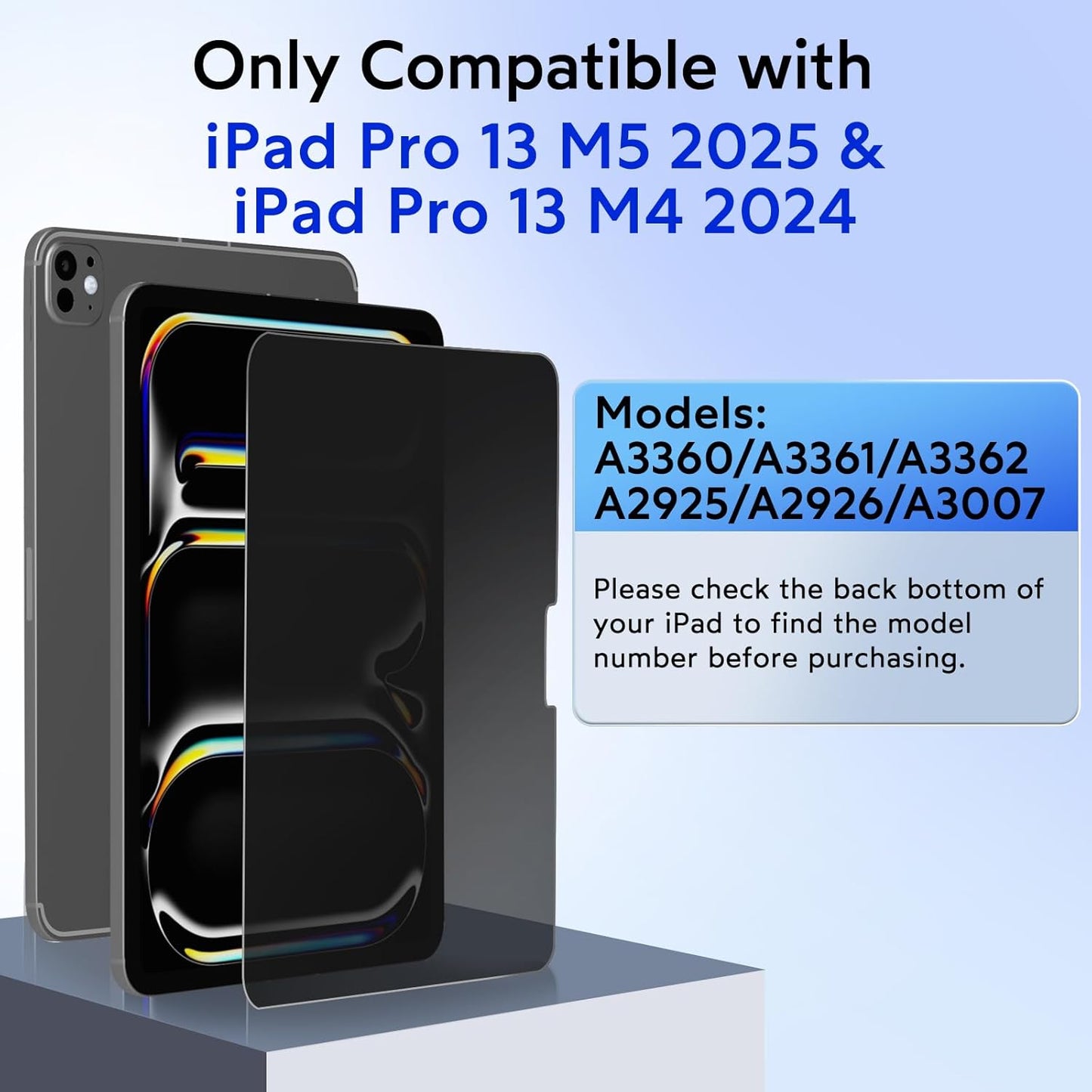 MOBDIK Privacy Screen Protector Compatible with iPad Pro 13 Inch M5 2025 / M4 2024, Anti Spy, 9H Tempered Glass, EZ Kit 1 Pack